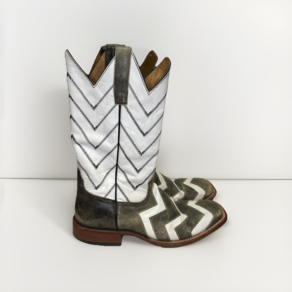 ANDERSON BEAN Horse Power Chevron Leather Cowboy Boots Mens Size 10 D HP 1609